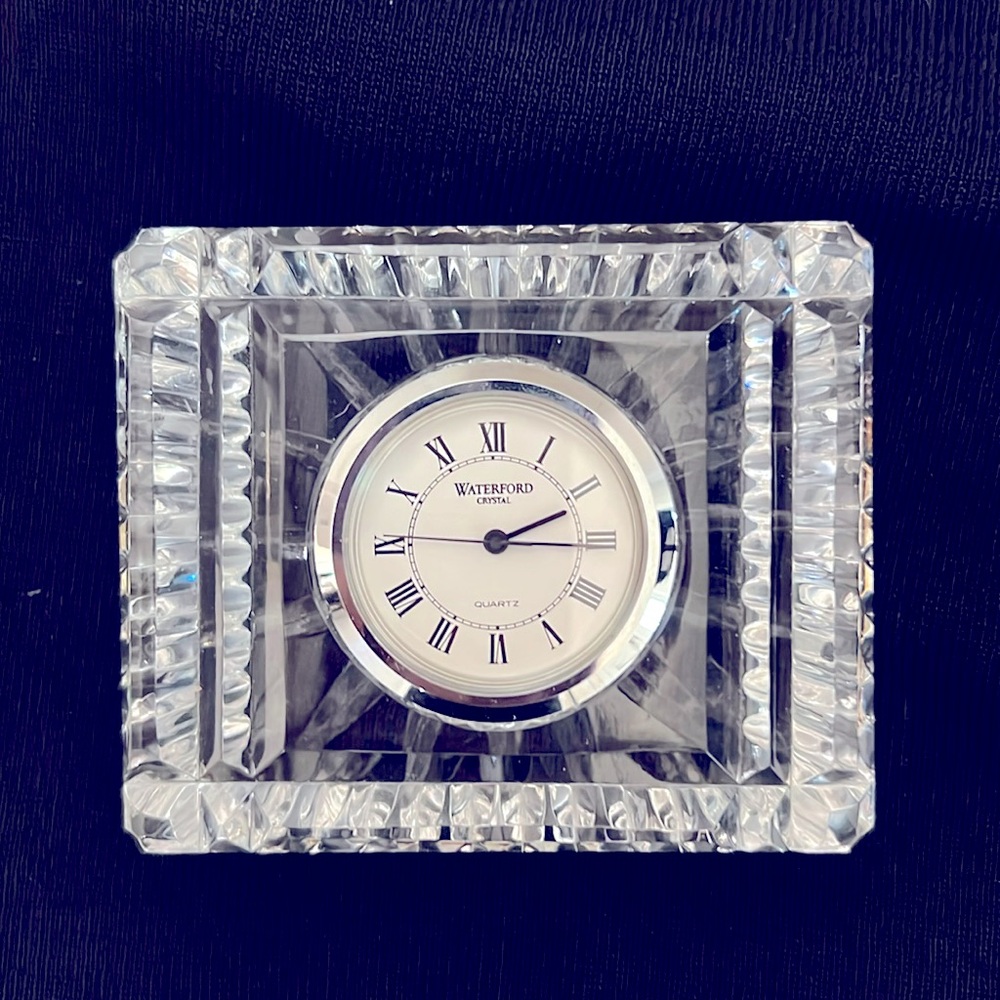 Waterford Crystal Small Rectangular Quartz Clock for Desk / Table